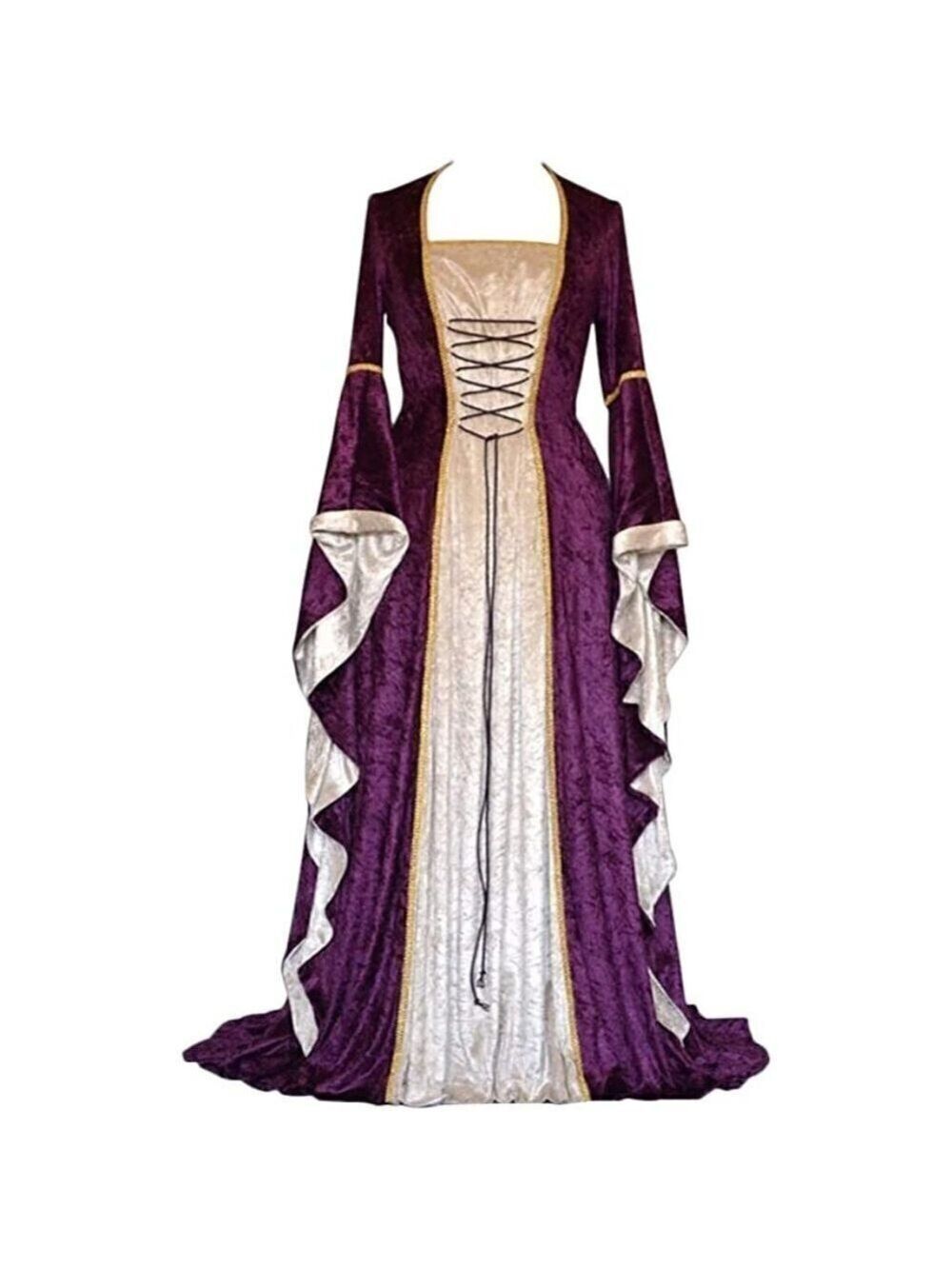 𝅺MEDIEVAL Victorian Long Dress Purple Cosplay Irish Costume Halloween Viking NWT